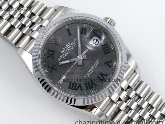 MiroTime 0313 Datejust 36mm 126234 904L Steel HGF 1:1 Best Edition Gray Dial Green Roman on SS Bracelet VR UrbanChic 1476